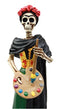 Ebros Mexican La Pintora Mexican Lady Skeleton Day of The Dead Figurine 8.25" H