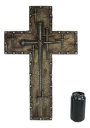 20"H Vintage Rustic Layered Crucifix Roman Driven Spike Nails With Wall Cross