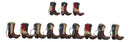Pack of 12 Western Patriotic Texas Cowboy Faux Leather Boots Keychain Figurines