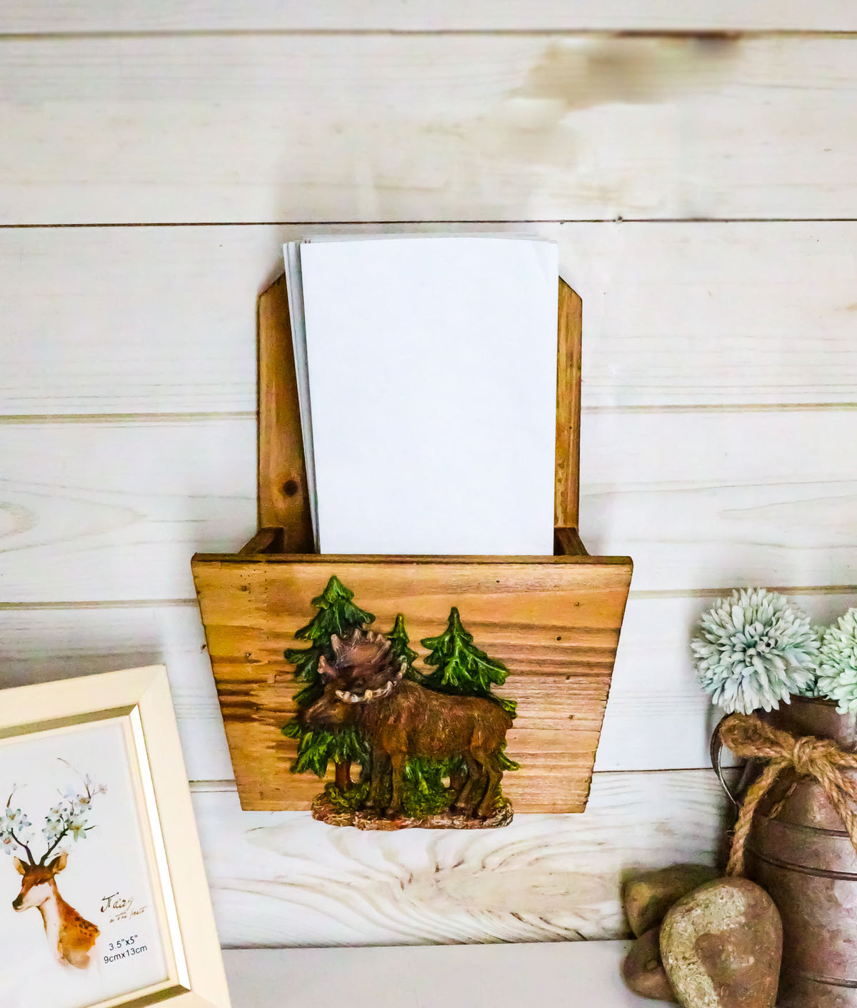 Ebros Western Moose By Pine Trees Forest And Trail Wall Planter Or Mail Holder