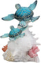 Colorful Nautical Sea Turtle Family Swimming By Big Conch With LED Light Statue