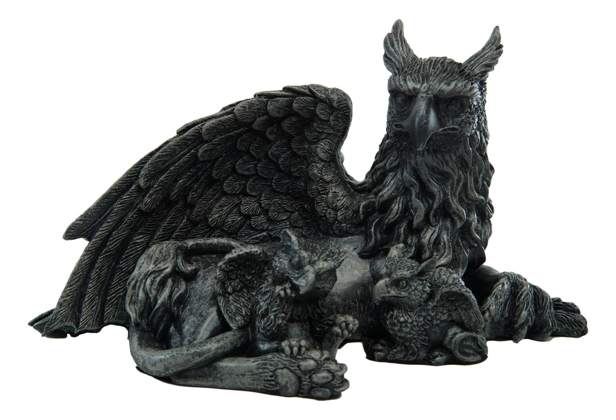 Ebros Griffin Gargoyle Figurine Griffon Family Mother & Baby Hatchlings Sculpture 8"L