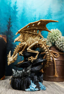 Ebros 10" Tall Gothic Skeleton Bone Dragon Perching On Crystal Cavern Statue Shadow Ghost Alchemy Drake Fantasy Dungeons and Dragons Decor Figurine Ossuary Macabre Halloween Figurine - Ebros Gift