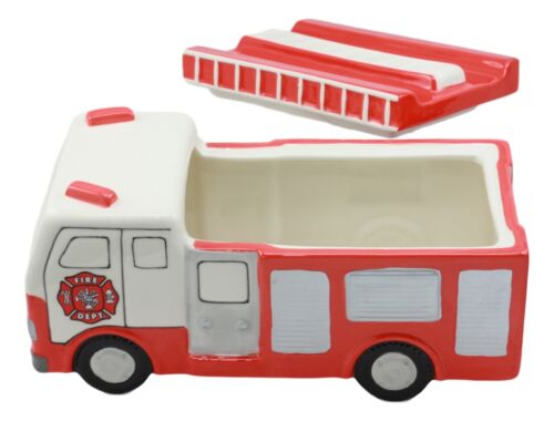 Ceramic Large 911 Vintage Fire Engine Cookie Jar 10.25"Long Kitchen Accessory