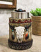 Rustic Western Native Indian Cow Skull Feathers Spring Barrel Toothpick Holder