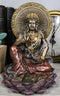 Buddha Goddess Guanyin Kuan Yin On Lotus With Immeasurable Light Disc Figurine