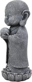 Ebros Japanese Jizo Monk Standing On Lotus Figurine 9.75"H (With Wisdom Pearl)