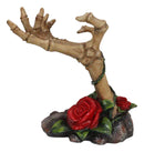 Day of the Dead Skeleton Hand Rose Jewelry Stand By DWK Necklaces Rings Earrings