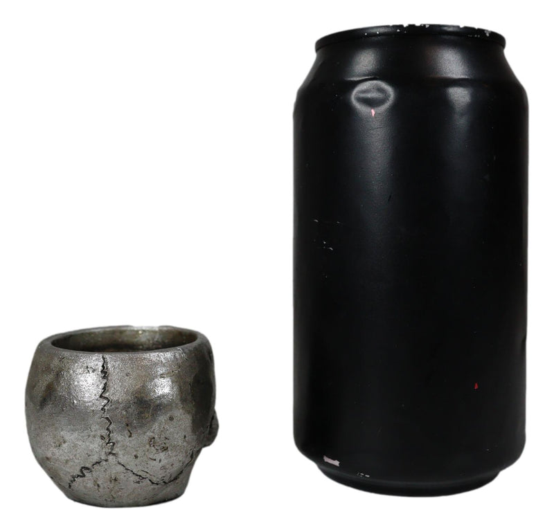 Pack Of 2 Gunmetal Finish Evil Death Skull Small Votive Candle Or Crystal Holder