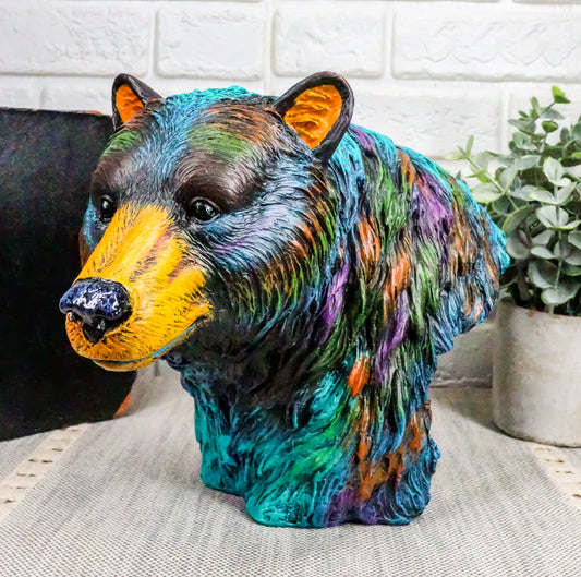 Ebros Gift Wild & Free Colorful North American Brown Bear Bust Figurine 7"H - Ebros Gift