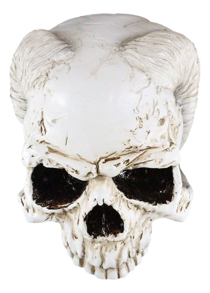 Gothic Angel Of Hades Ram Horned Skull With Nude Winged Redemption Figurine