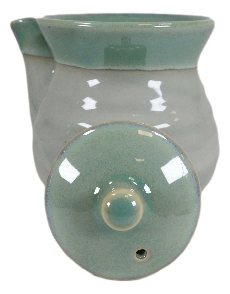 Pack Of 2 Green Japanese Tenmoku Glazed Porcelain Vinegar Soy Sauce Dispensers