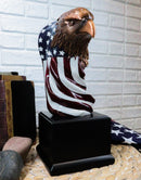 Large 12" American Bald Eagle On Star Spangled Banner Flag Bust Statue With Base