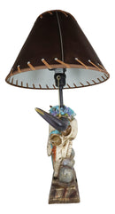 Western Cowboy Cow Skull With Floral Succulents Bible Verse Table Lamp Decor