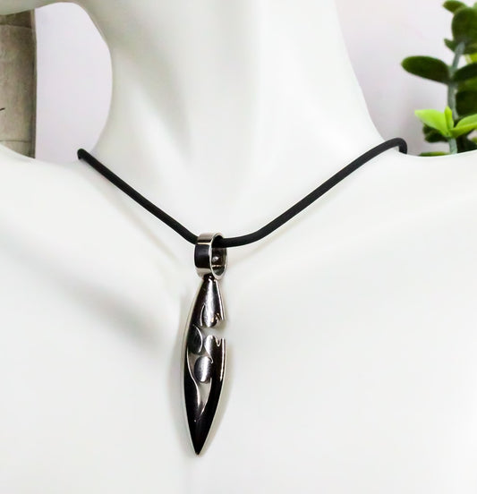 Ebros Tribal Surf Board Stainless Steel SS316 Jewelry Medallion Pendant Necklace