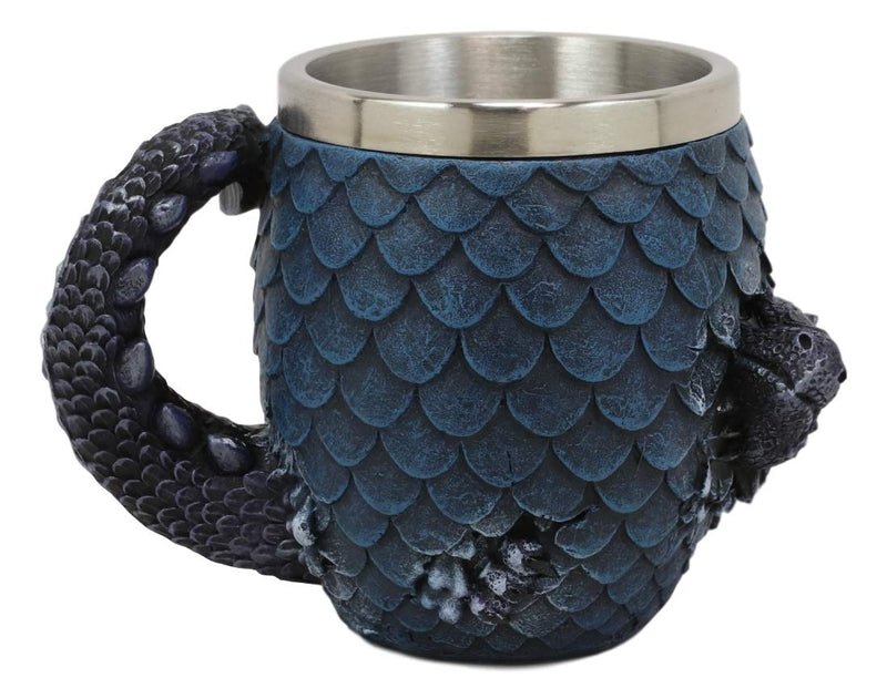 Ebros Medieval Khaleesi's Elemental Dragon Colorful Scale Egg With Hatching Wyrmling Small Coffee Tea Mug Cup 3.75" High Fantasy GOT Themed Dungeons And Dragons Drinking Cups (Water Blue)