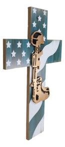 Western USA Flag Military Patriotic Fallen Soldier Boot Rifle Helmet Wall Cross