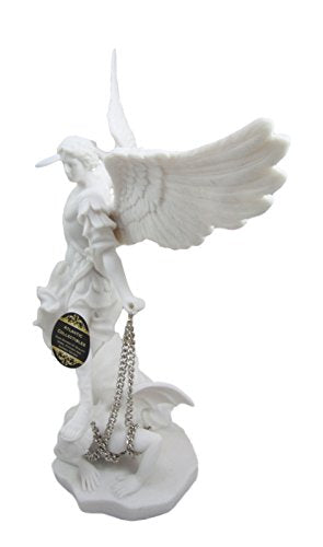 Ebros Archangel Saint Michael Statue 13.5"H Battle Of Armageddon (Off White) - Ebros Gift