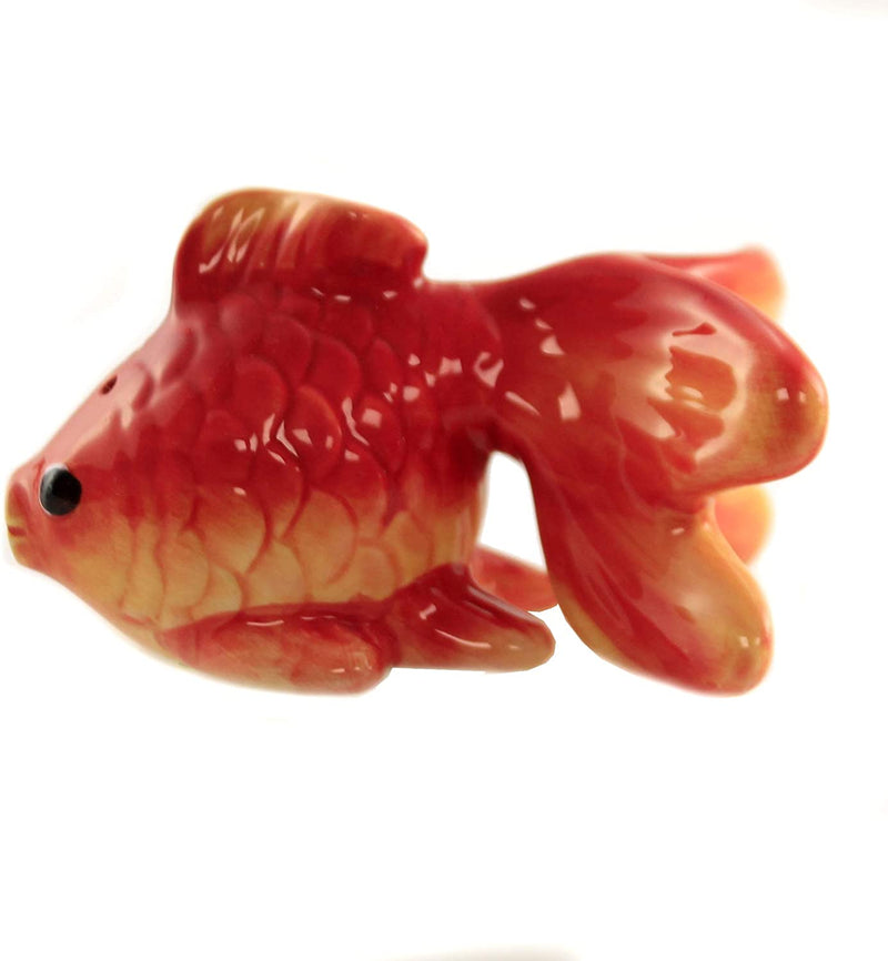 Ebros Aquarium Gold Fish Pet Buddy Ceramic Magnetic Salt Pepper Shakers Set - Ebros Gift