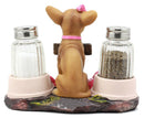 Ebros Gift Hot & Spicy Glamour Pink Girl Chihuahua Dog Glass Salt Pepper Shakers Holder Figurine Teacup Female Chihuahua Decor