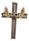 Inspirational Grand Elk Moose Bone Antlers with Spike Nails Faux Wood Wall Cross