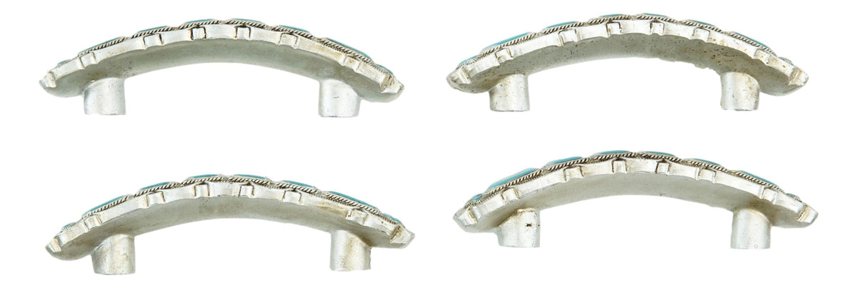 Set Of 4 Southwestern Turquoise Rocks Braided Ropes Cabinet Bar Pulls 6.5"L
