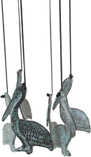 Ebros Distressed Finish Brass Pelicans Wind Chime with Pelican Birds Ornaments