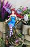 Blue Avatar Butterfly Fairy With Snow Owl Sitting On Magic Forest Tree Figurine