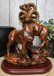 Rustic Country Bighorn Sheep Ram Family On Rock Faux Mahogany Wood Figurine