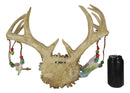 Rustic 12 Point Stag Deer Antlers Flowers And Feathers Rack Wall Hooks Plaque