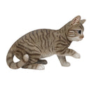 Ebros Lifelike Pawing Grey Tabby Cat Statue 13.75"Long With Glass Eyes Hand Painted Realistic Feline Cat Figurine