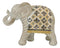 Silver Grey Accent Mosaic Design Noble Elephant With Trunk Up Statue 9"L Decor