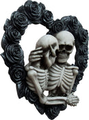 Ebros Our Love is Eternal Skeleton Lovers on Black Rose Wreath Wall Sculpture