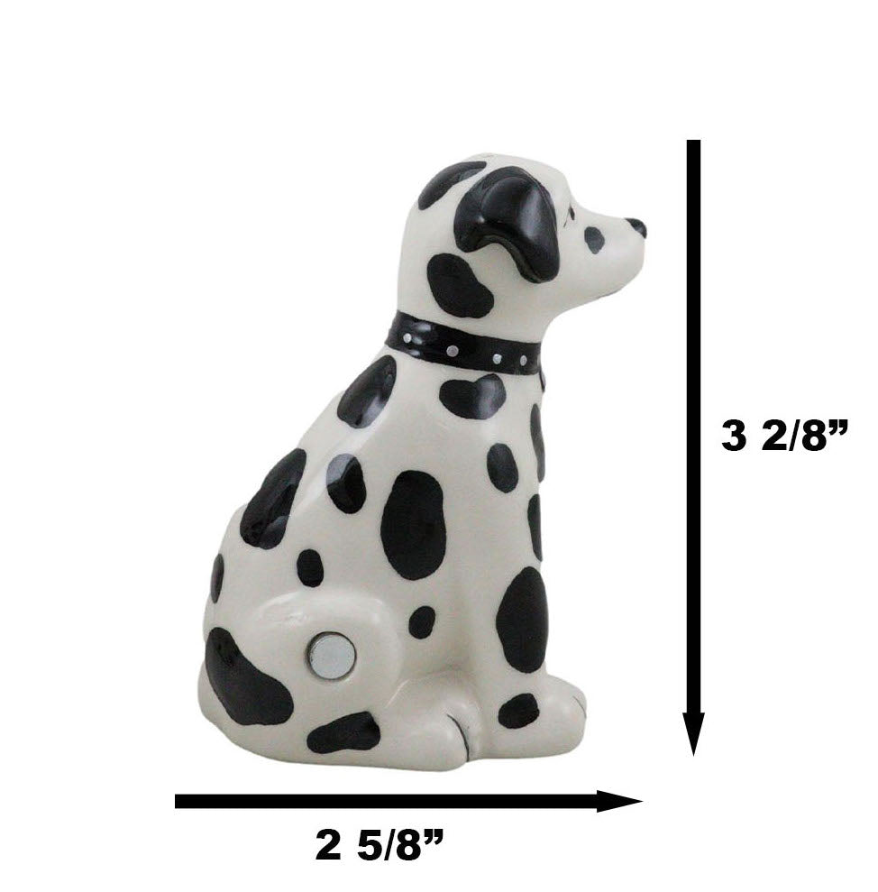 Black And White Spotted Dalmatian Dogs Puppies Magnetic Salt Pepper Shakers Set - Ebros Gift
