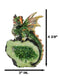 Metallic Green Iridescent Wyrmling Dragon On Faux Geode Crystal Rock Figurine