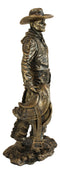 Old World Rustic Western Cowboy Holding Horse Saddle and Rifle Gun Statue 12"H
