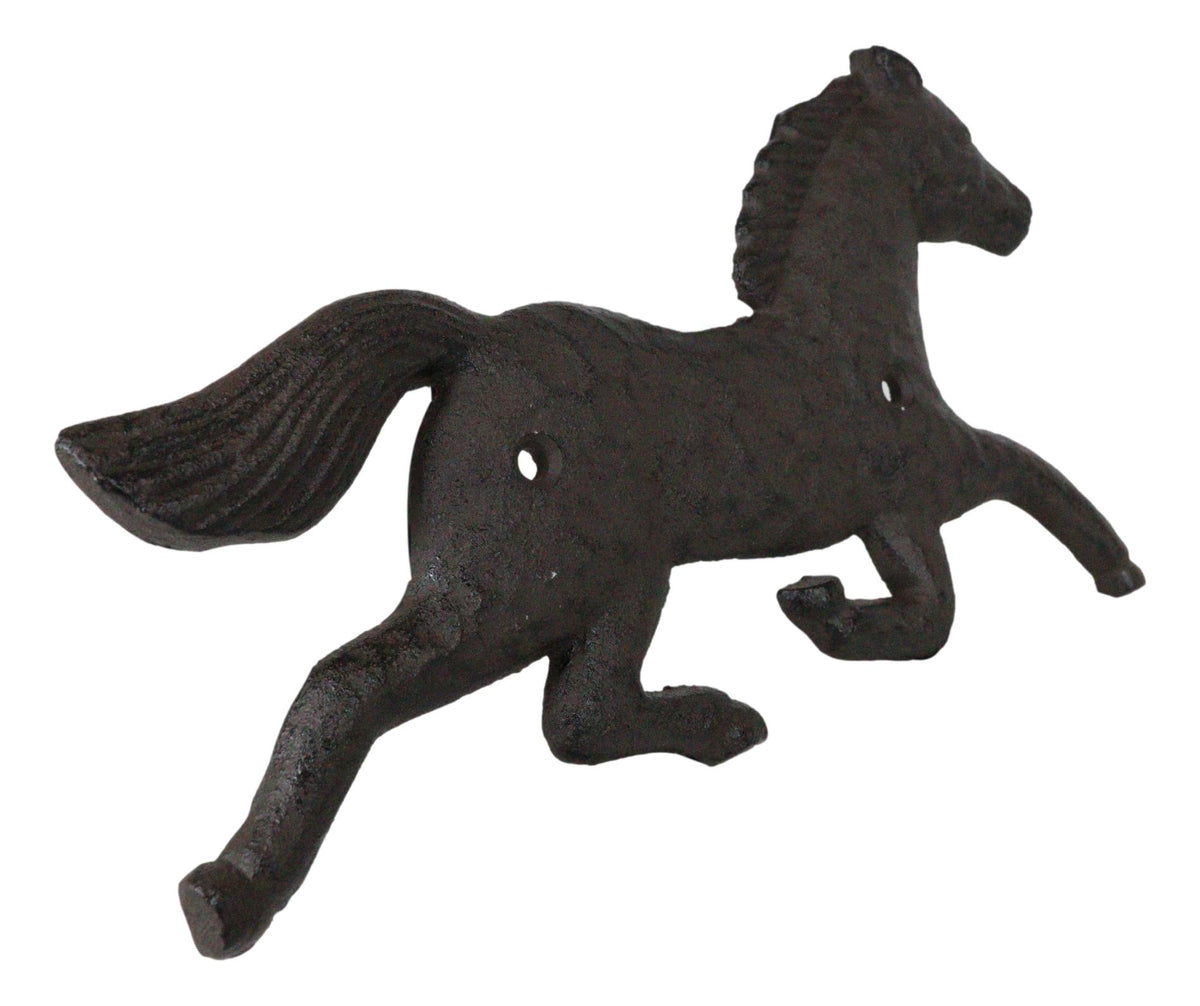 Ebros Cast Iron Rustic Western Country Running Wild Horse Wall Hanging Accent Decor 9" Wide Steed Stallion Horses Farmhouse Decorative Plaque for Cowboys Cowgirls (4)