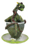 Fantasy English Green Tea Leaves And Flowers Dragon In Teacup & Saucer Figurine