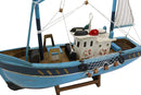 Ebros 12" L Blue Wooden Fishing Boat Model with Wood Base Stand Figure - Ebros Gift