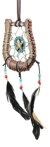 Ebros Western Lone Star Horseshoe Dreamcatcher Wall Hanging Decor 5"Diameter