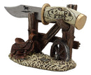 Western Horse Saddle By Wagon Wheel With Blunt Knife Display Holder Statue Set