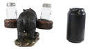 Rustic Black Bear Carrying Saddlebags Holder With Glass Salt And Pepper Shakers