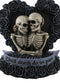 Love Never Dies Black Wedding Roses Heart Wreath Skeleton Couple Figurine Decor