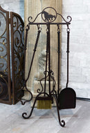 Wrought Iron Metal Western Galloping Equine Horse Fireplace Tool Kit 5 Piece Set