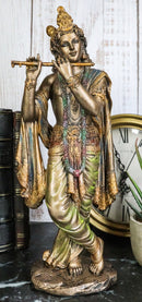 Ebros Hindu God Of Love Sex Yoga Krishna Avatar of Vishnu Playing Flute Decor Figurine
