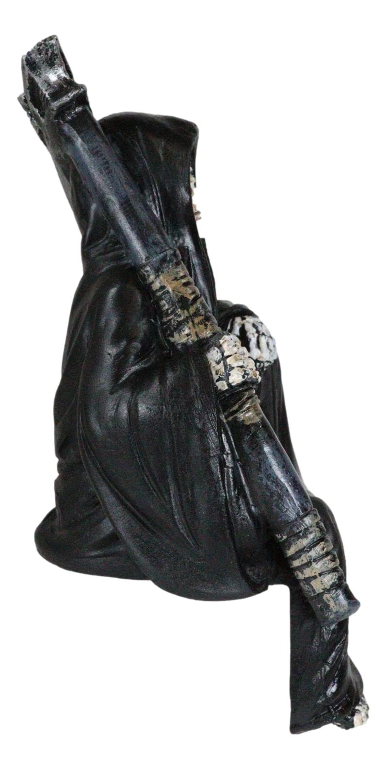Death On The Shelf Gothic Grim Reaper With Scythe Sitting Shelf Sitter Figurine