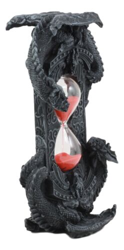 Invertible "Chronos" Gothic Twin Dragons Sand Timer Figurine Dragon Hourglass 8"