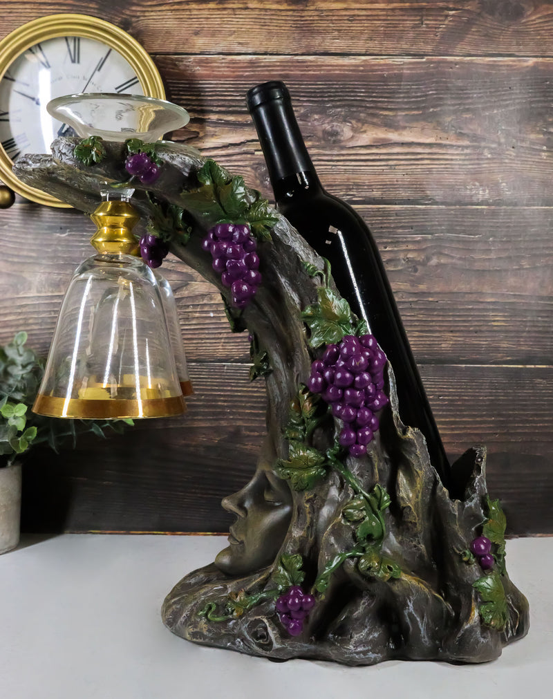 Celtic Forest Tree Ent Greenwoman Bacchus Wine Glasses and Bottle Holder Valet