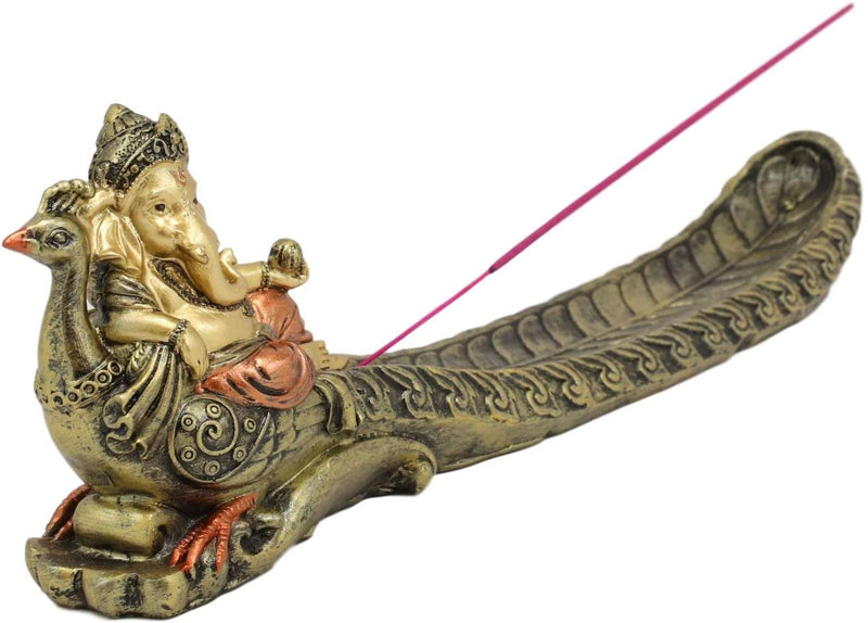Ebros Supreme Hindu God Ganesha Riding A Peacock Incense Stick Burner Holder
