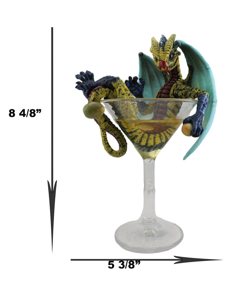 Ebros Drunken Beverage Spirit Dragon Statue 7.75" Tall Figurine (Martini Dragon)
